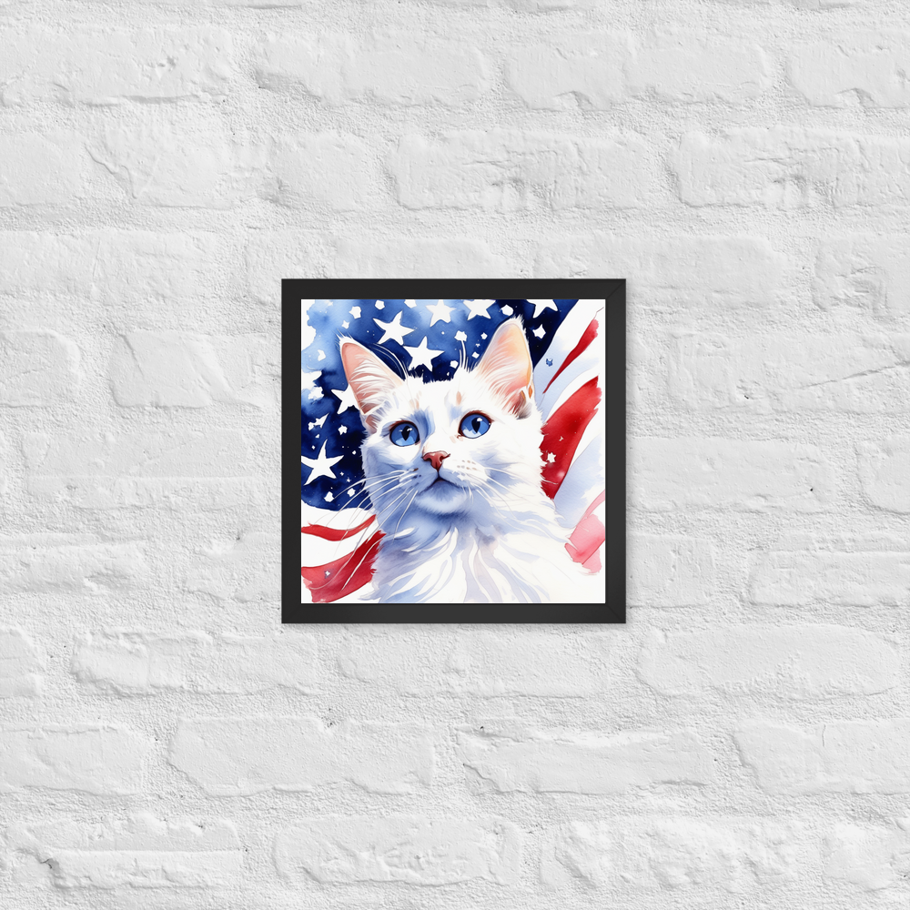 PugMug Custom White Companion Cat Framed Print