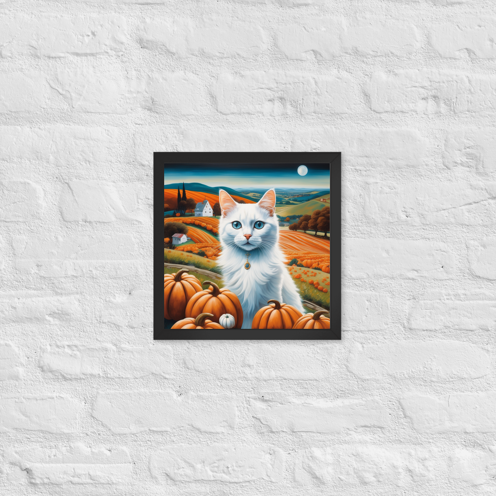 PugMug Custom White Companion Cat Framed Print