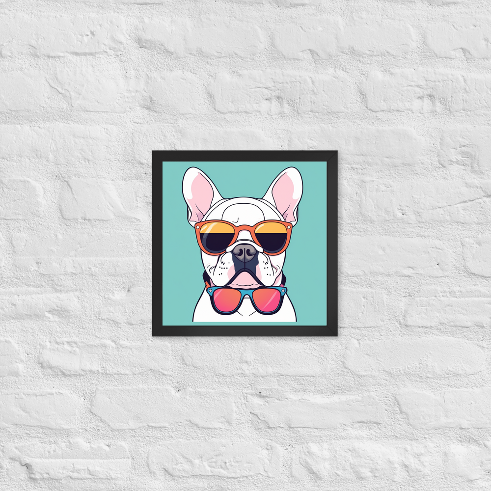 PugMug Custom White French Bulldog Framed Print