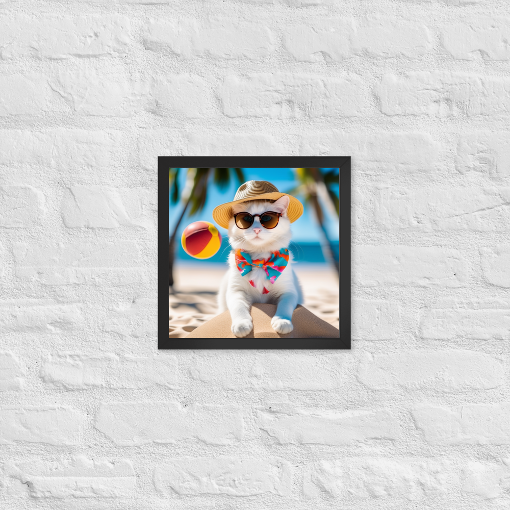 PugMug Custom White Companion Cat Framed Print