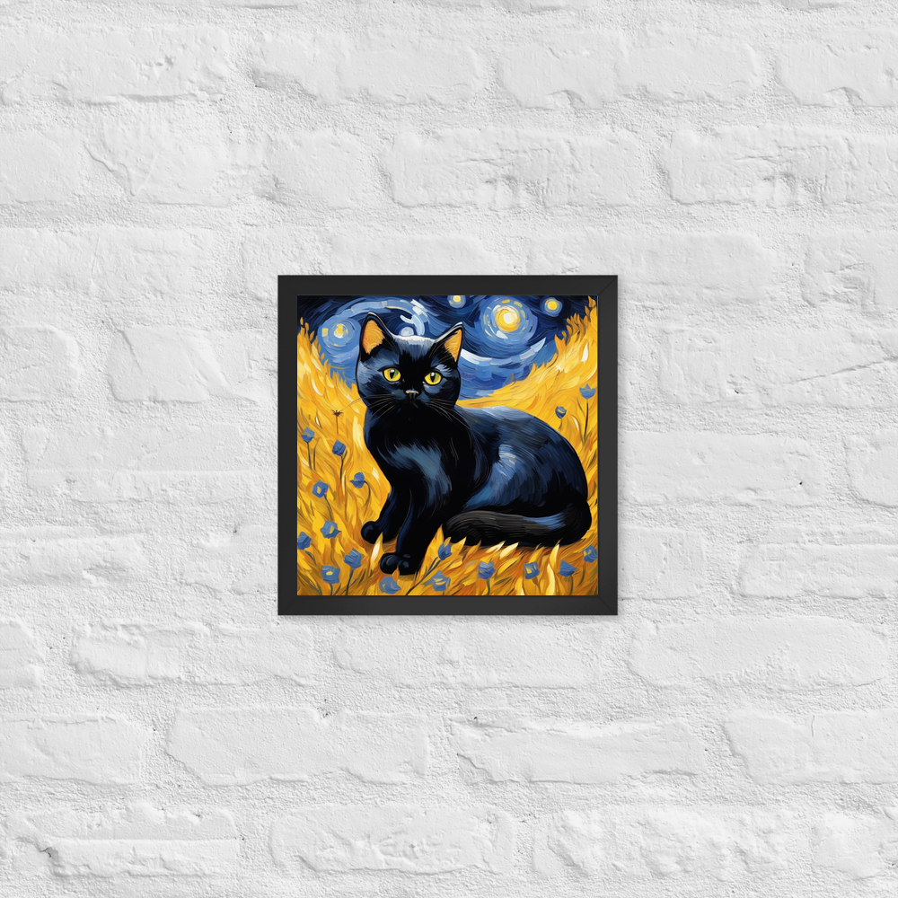 PugMug Custom Black British Shorthair Cat Framed Print