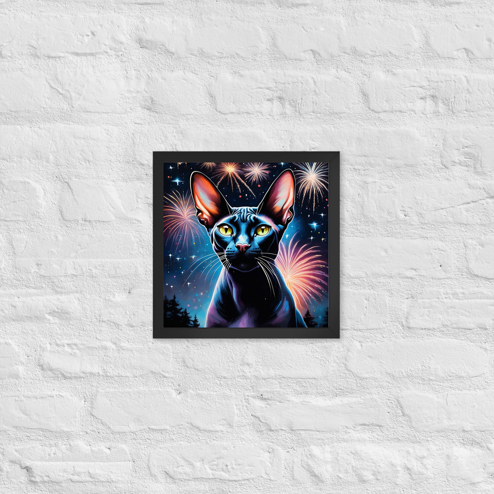 PugMug Custom Black Sphynx Cat Framed Print