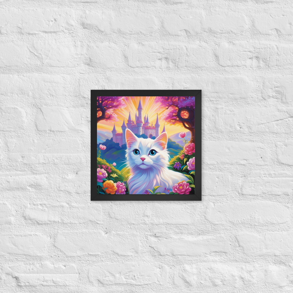 PugMug Custom White Companion Cat Framed Print
