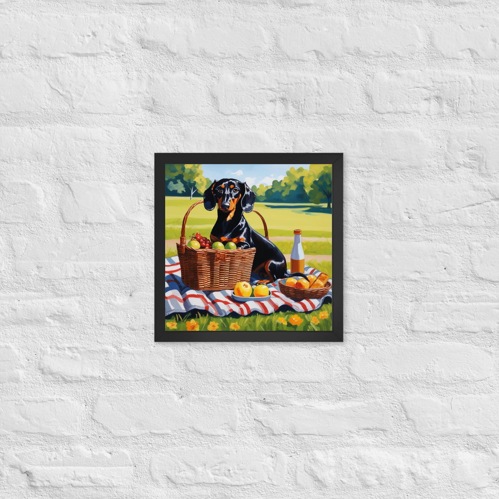 PugMug Custom Black Dachshund Framed Print