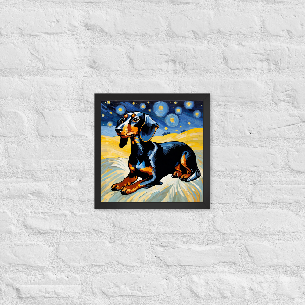 PugMug Custom Black Dachshund Framed Print