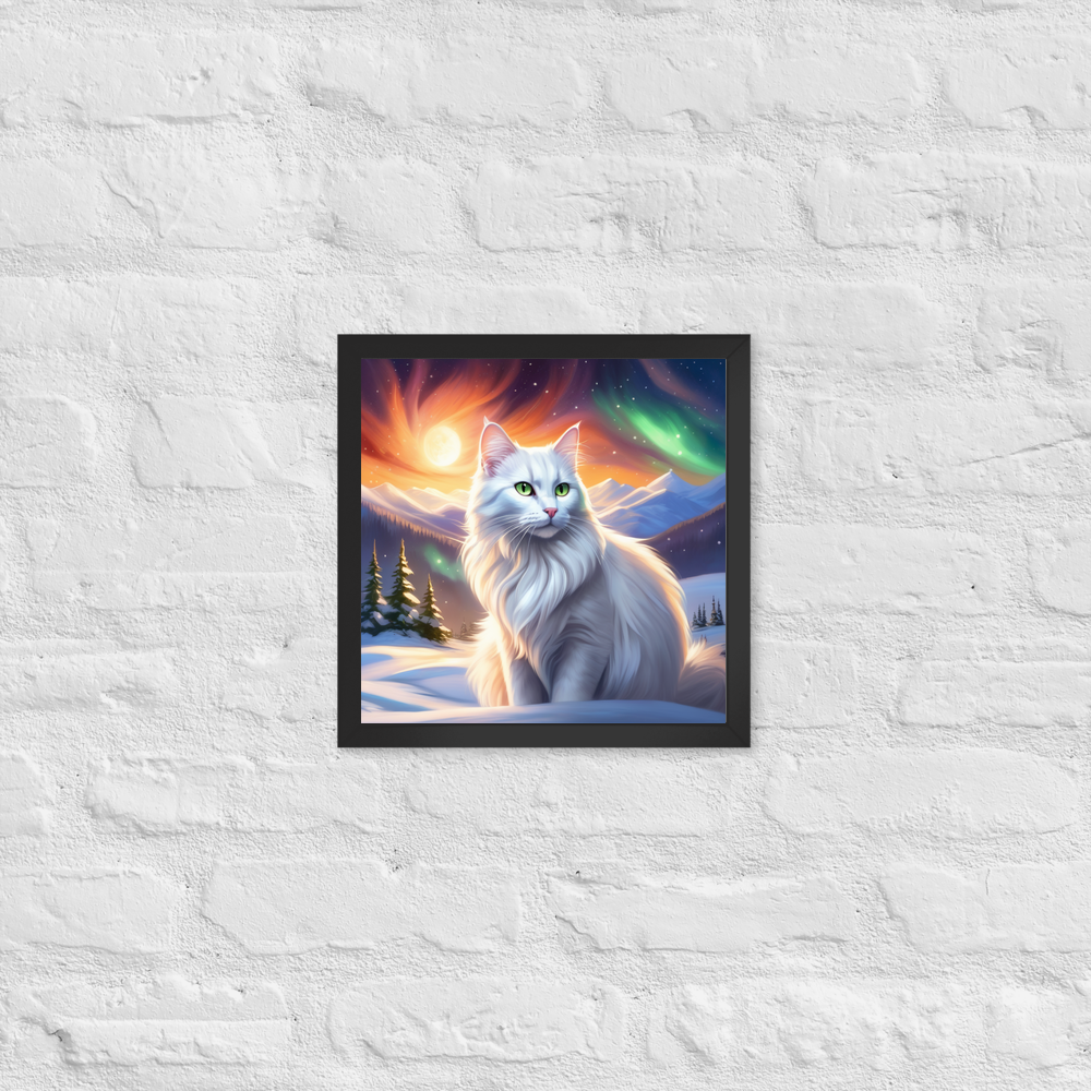 PugMug Custom White Companion Cat Framed Print