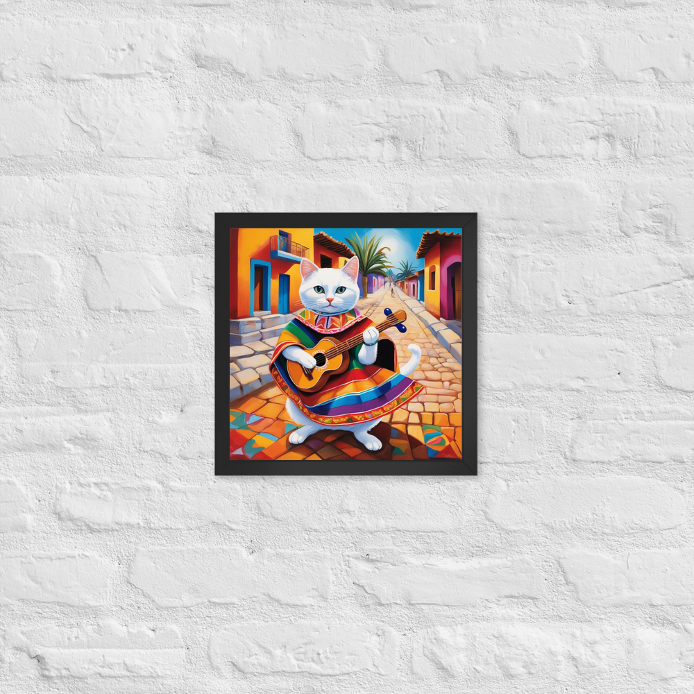 PugMug Custom White Companion Cat Framed Print