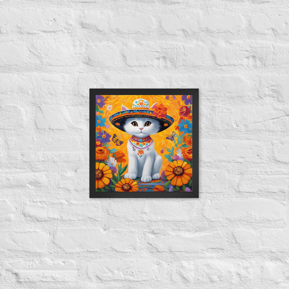 PugMug Custom White Companion Cat Framed Print