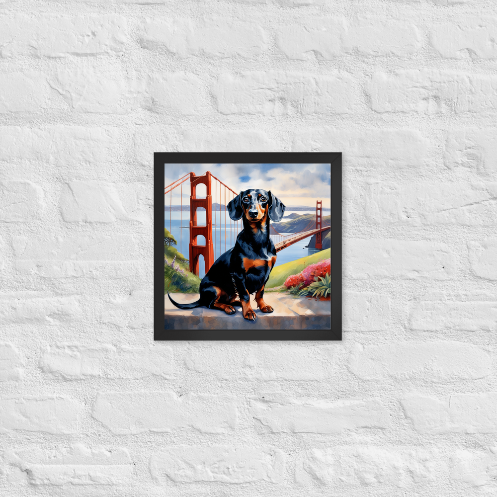 PugMug Custom Black Dachshund Framed Print
