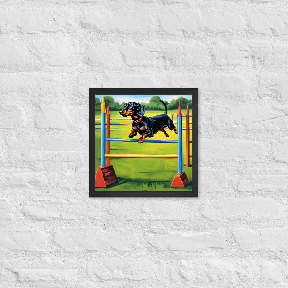 PugMug Custom Black Dachshund Framed Print