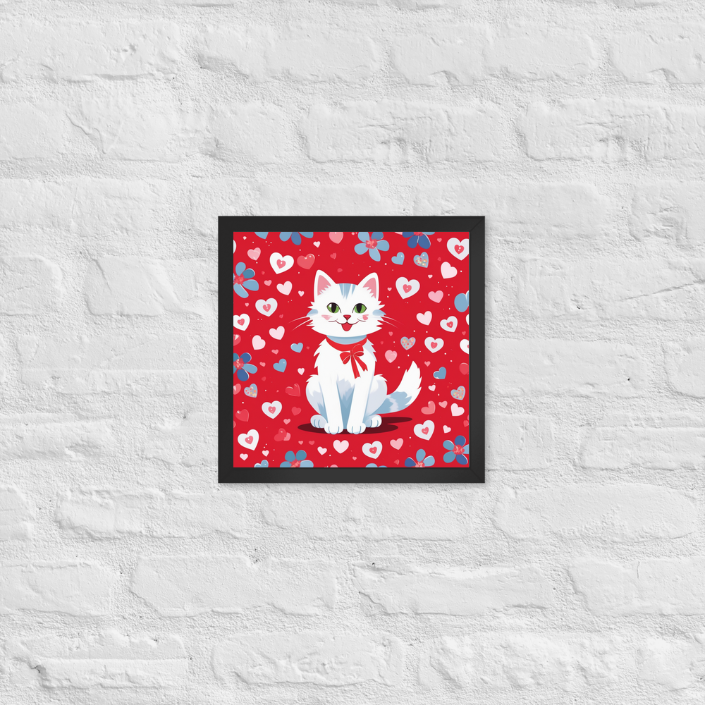 PugMug Custom White Companion Cat Framed Print
