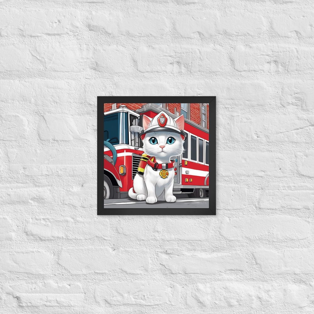 PugMug Custom White Companion Cat Framed Print