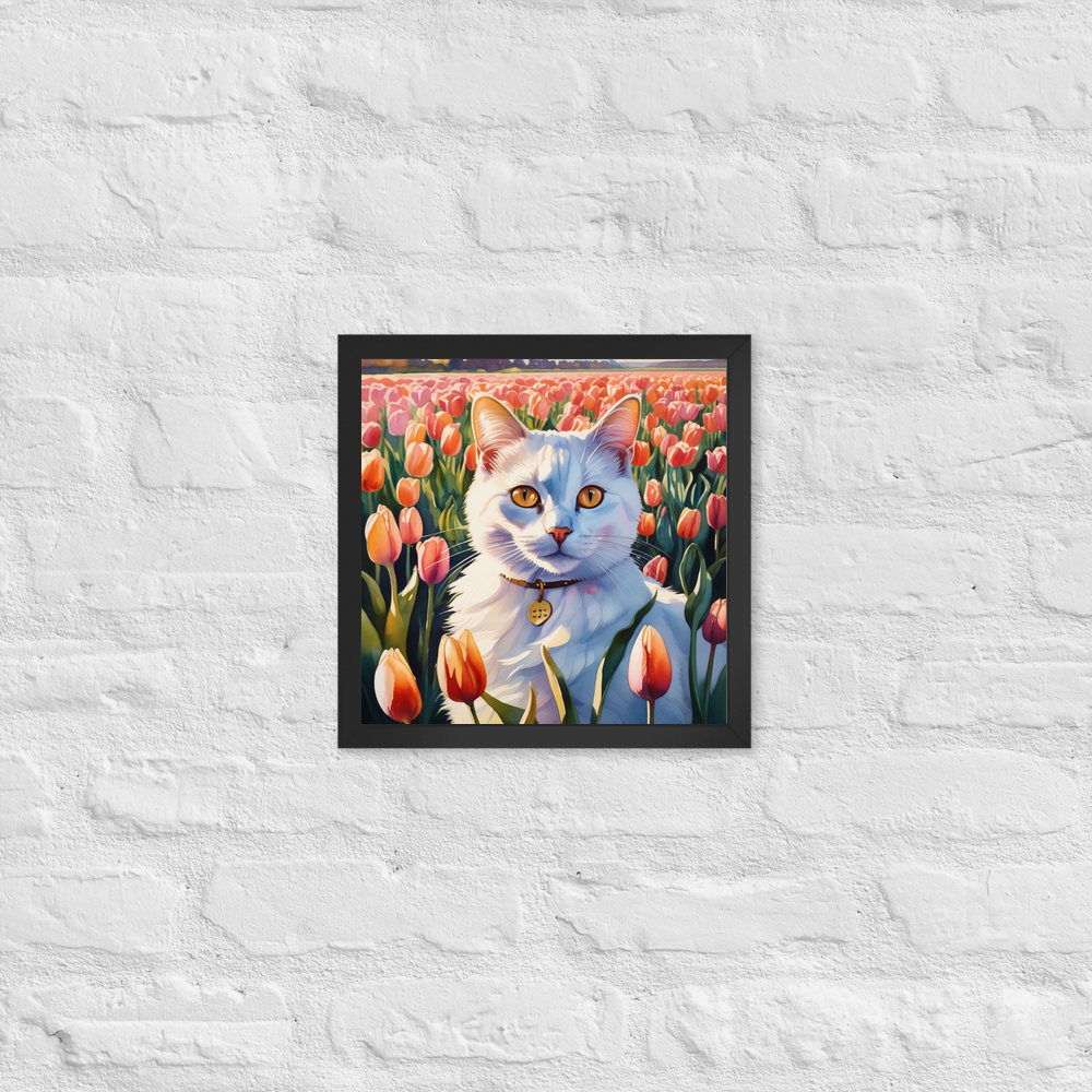 PugMug Custom White Companion Cat Framed Print