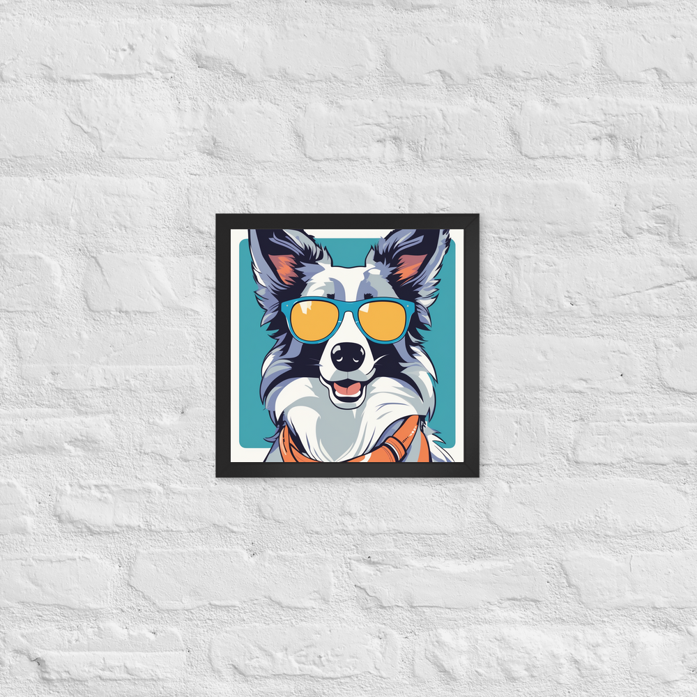 PugMug Custom Blue Merle Border Collie Framed Print