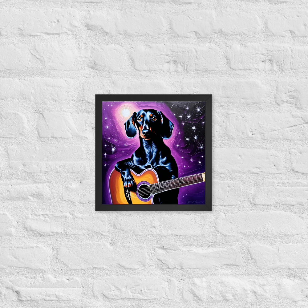 PugMug Custom Black Dachshund Framed Print