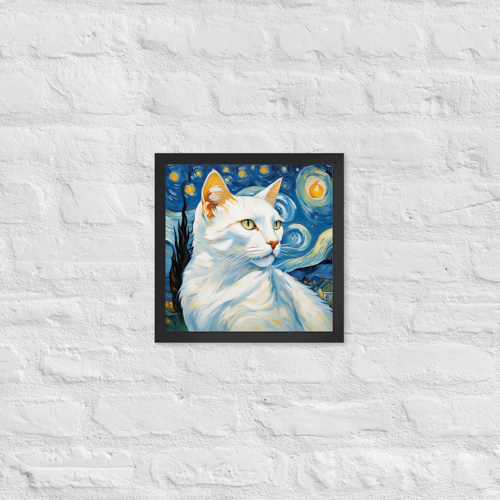 PugMug Custom White Companion Cat Framed Print