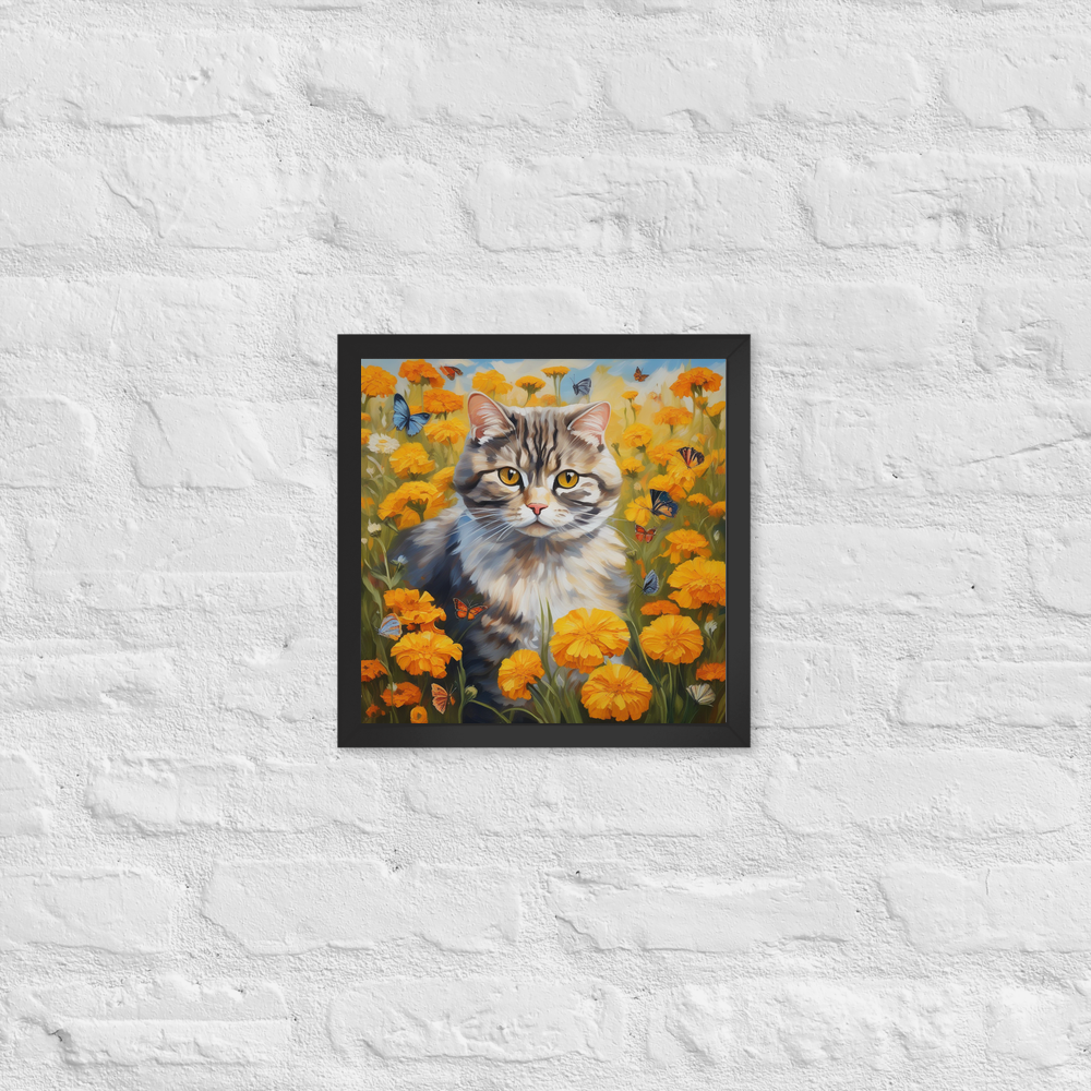 PugMug Custom Tabby Scottish Fold Cat Framed Print