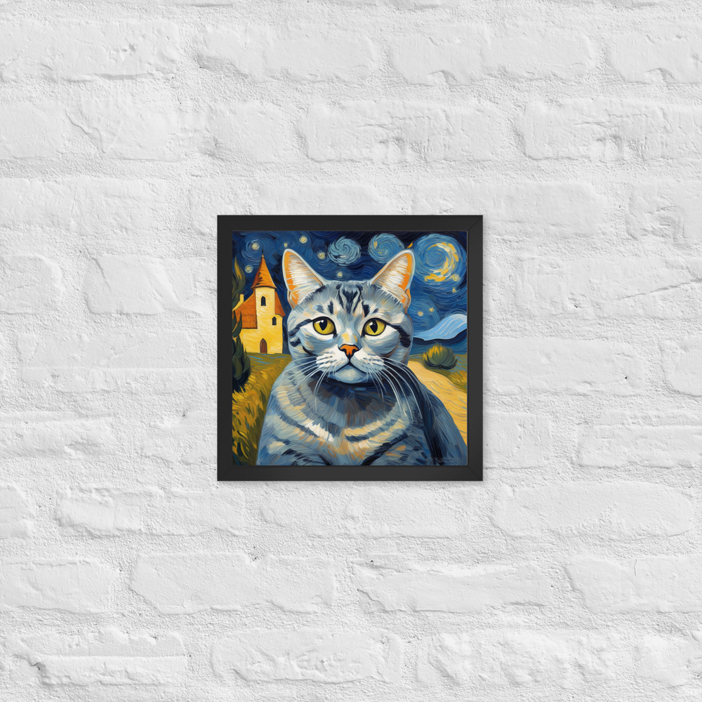 PugMug Custom Tabby British Shorthair Cat Framed Print