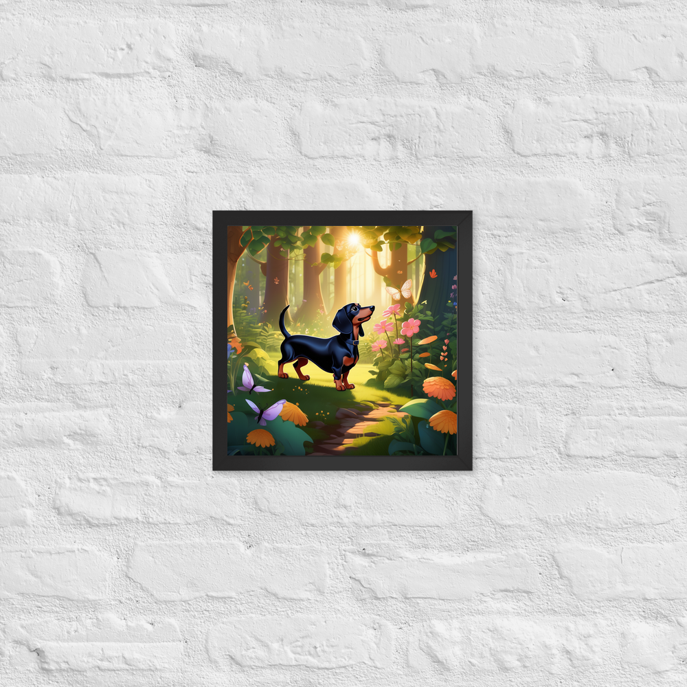 PugMug Custom Black Dachshund Framed Print