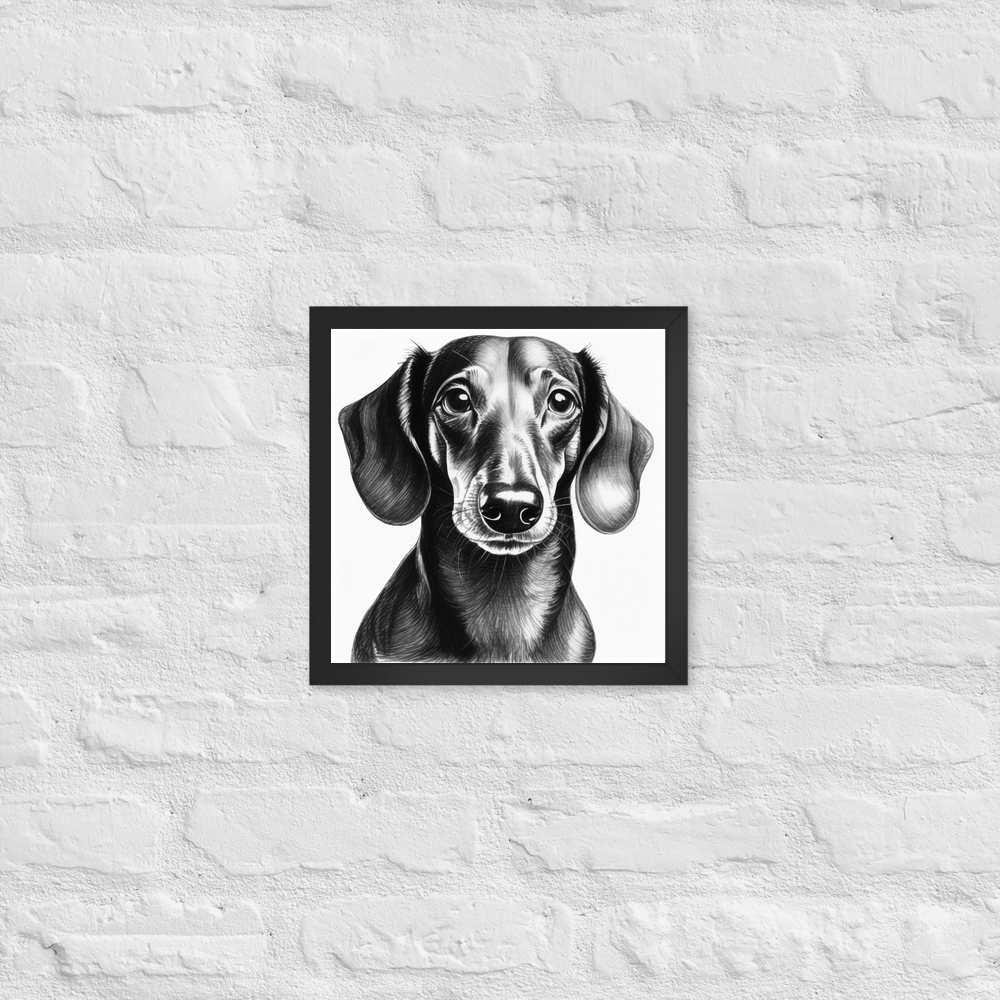 PugMug Custom Black Dachshund Framed Print