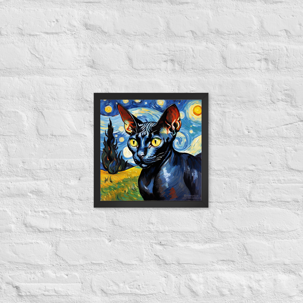 PugMug Custom Black Sphynx Cat Framed Print