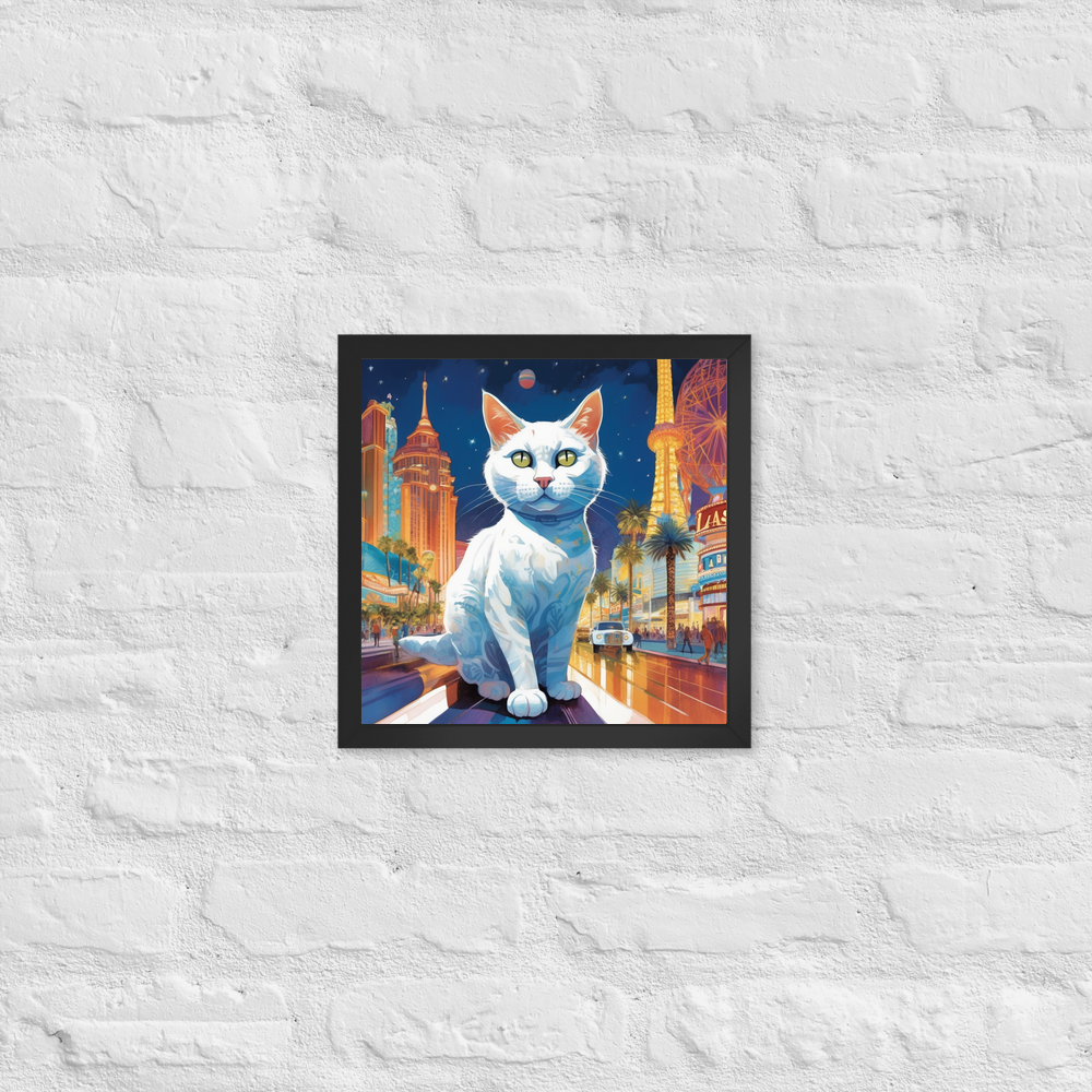 PugMug Custom White Companion Cat Framed Print