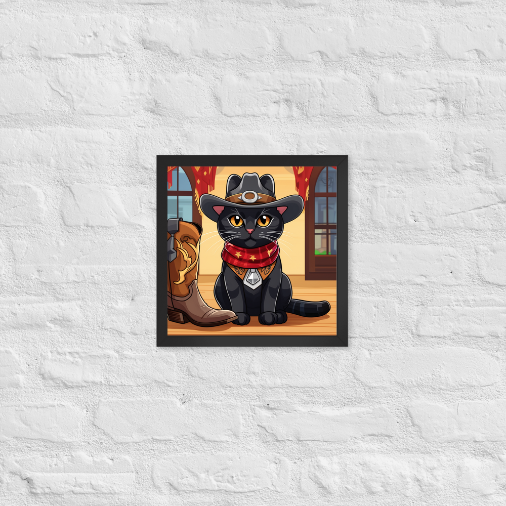PugMug Custom Black American Shorthair Cat Framed Print