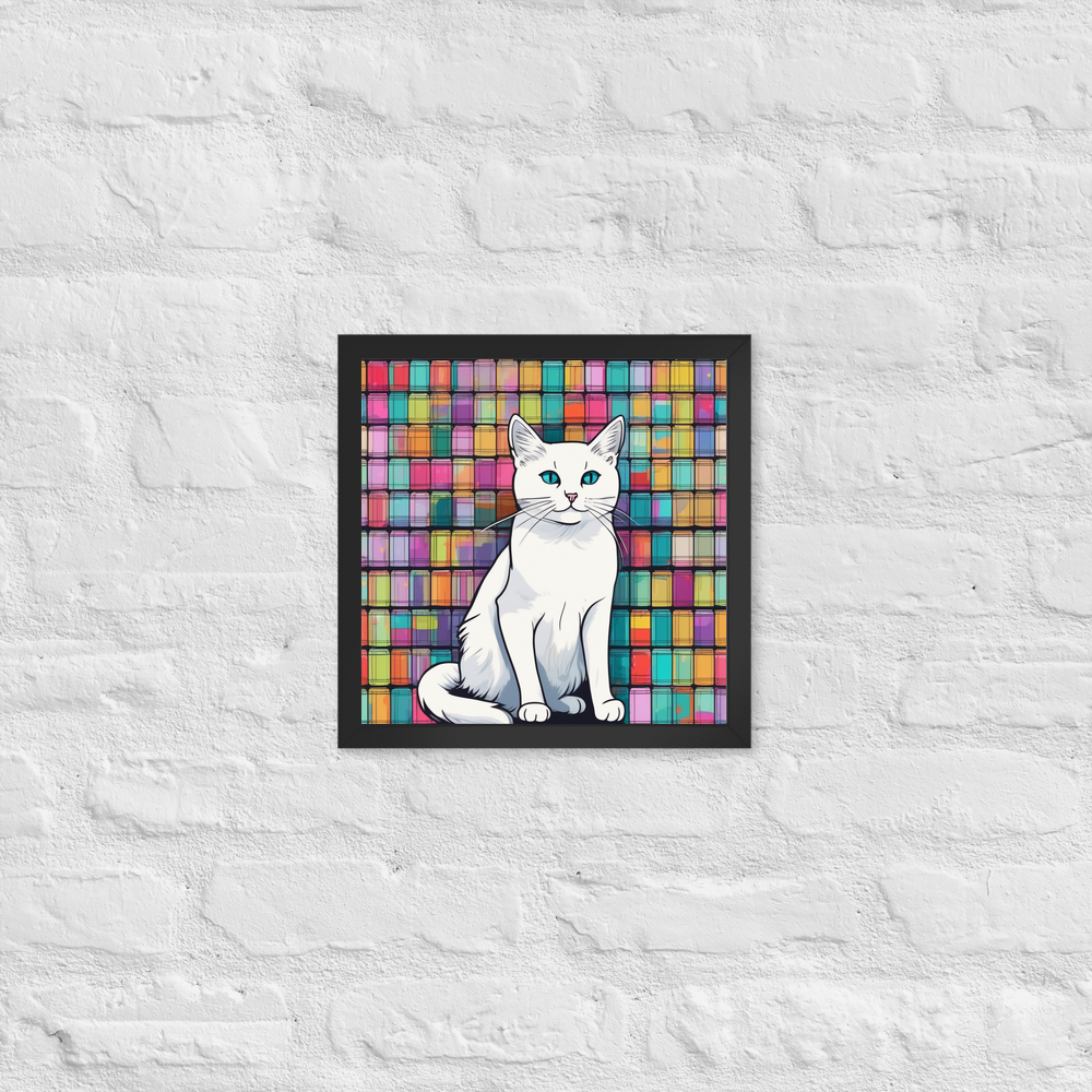 PugMug Custom White Companion Cat Framed Print