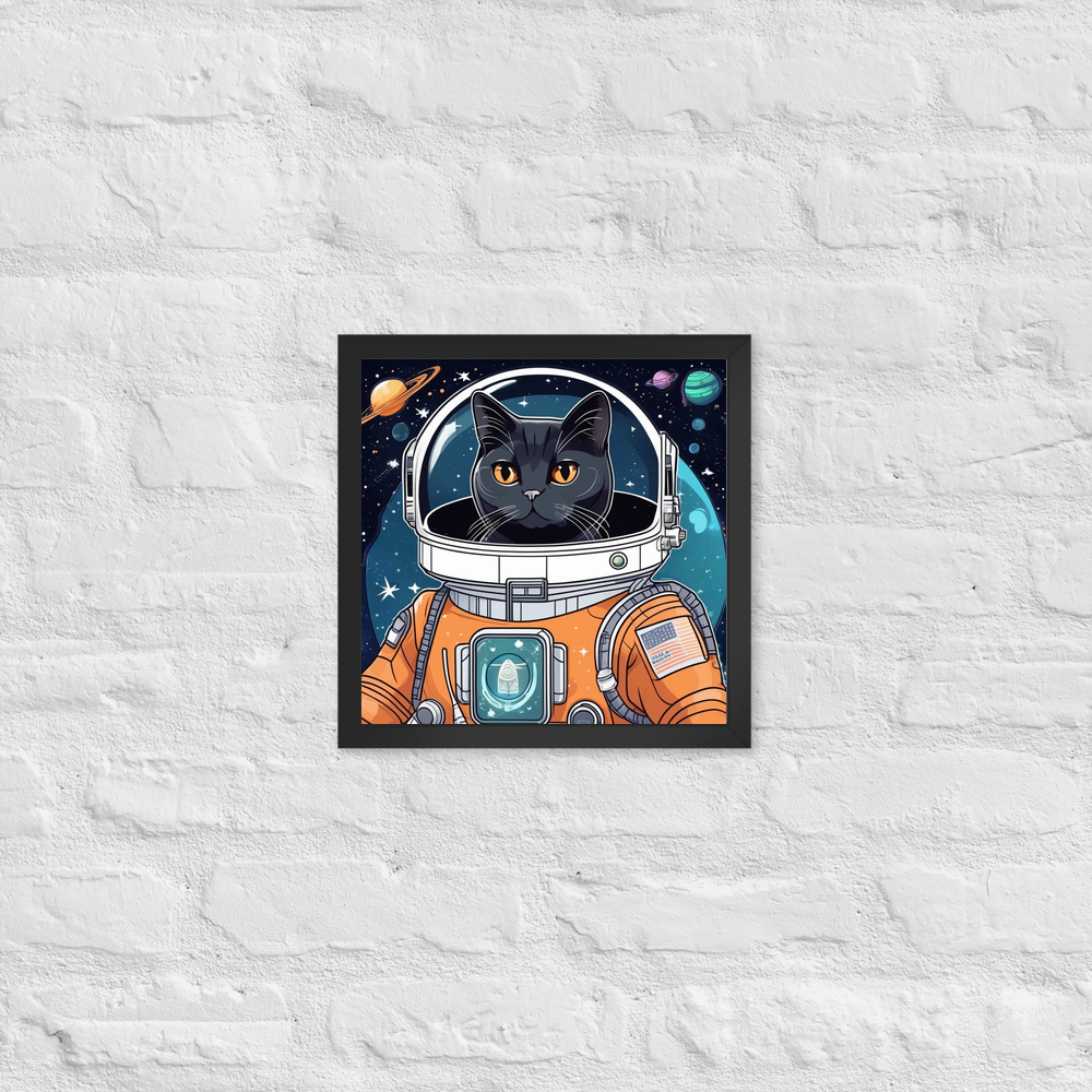 PugMug Custom Black British Shorthair Cat Framed Print