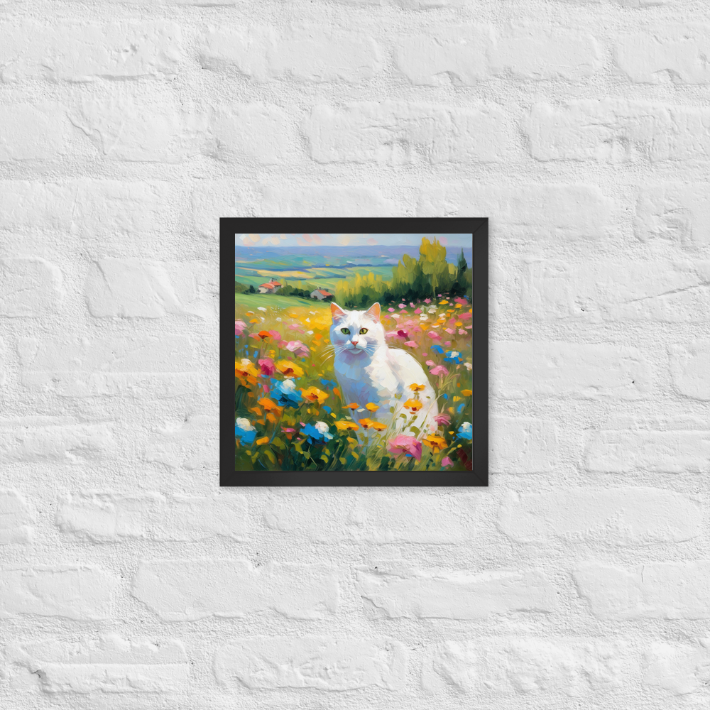 PugMug Custom White Companion Cat Framed Print