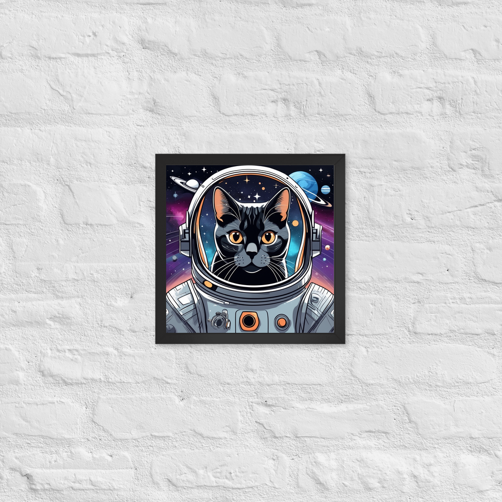 PugMug Custom Black American Shorthair Cat Framed Print