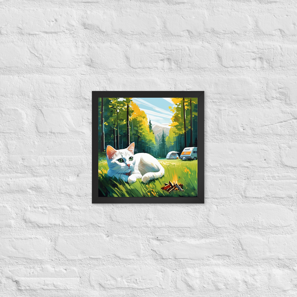 PugMug Custom White Companion Cat Framed Print