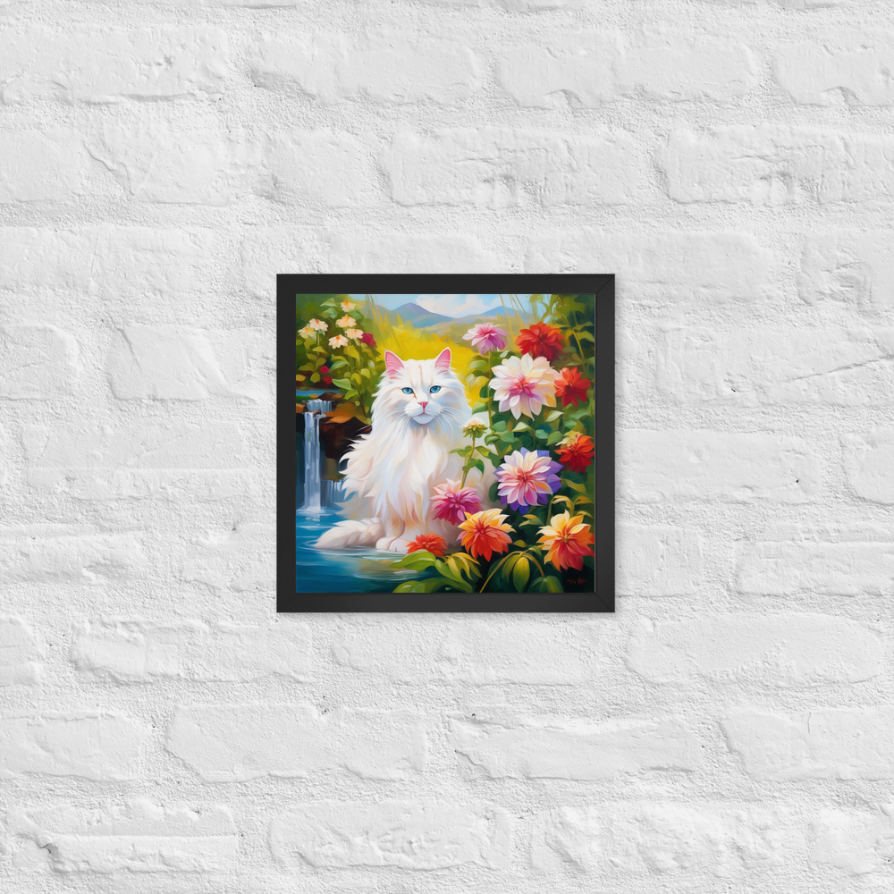 PugMug Custom White Companion Cat Framed Print