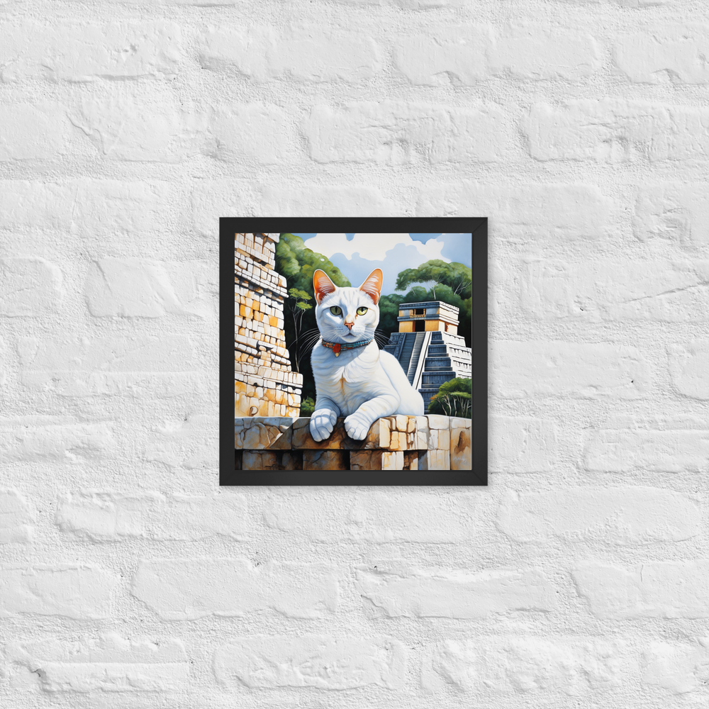 PugMug Custom White Companion Cat Framed Print