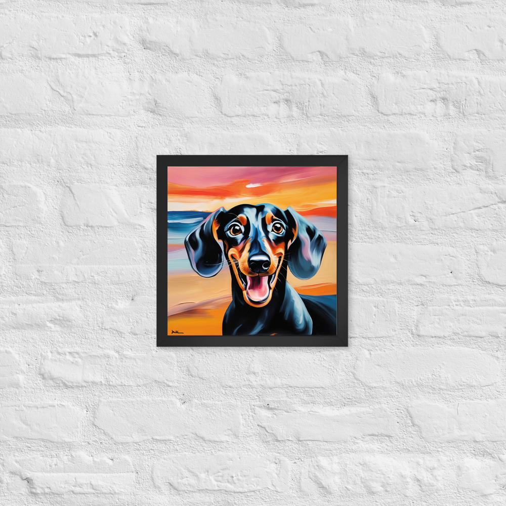 PugMug Custom Black Dachshund Framed Print