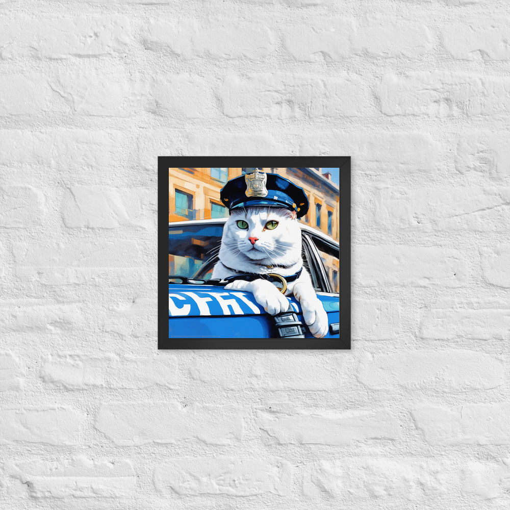 PugMug Custom White Companion Cat Framed Print