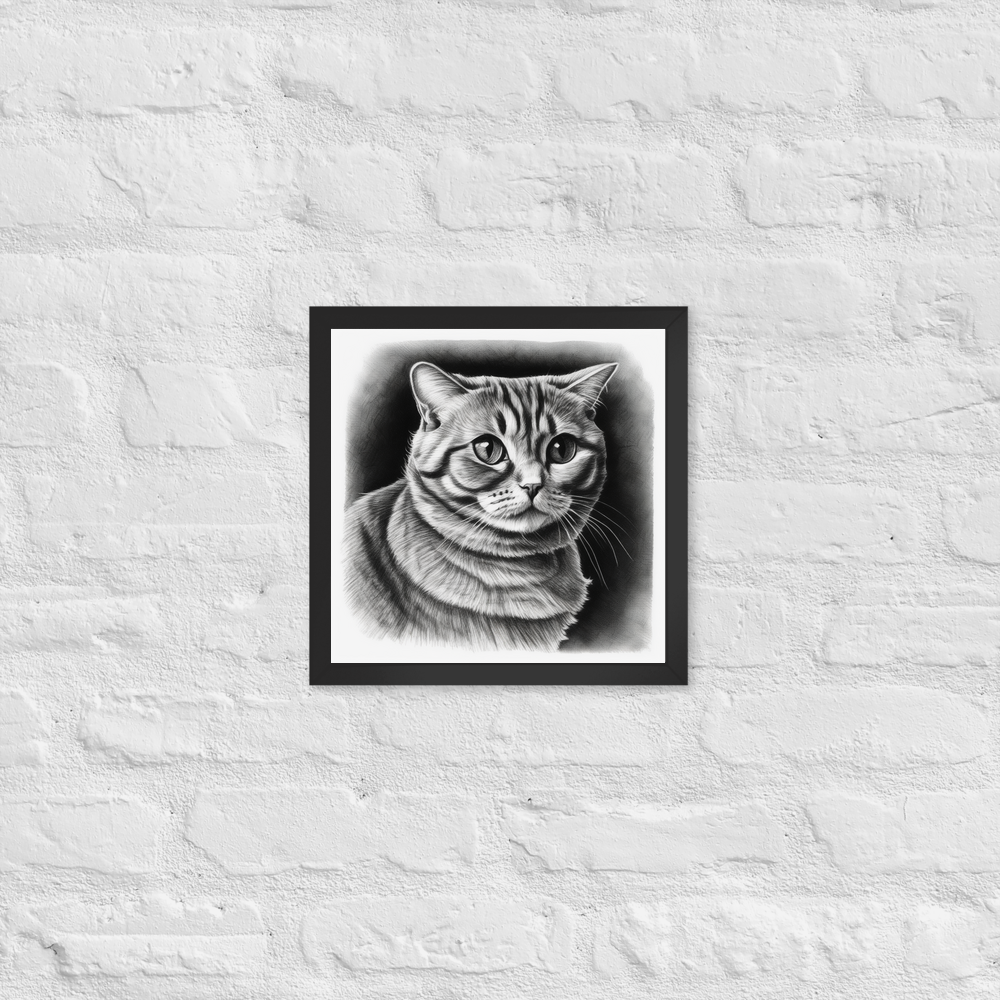 PugMug Custom Tabby Scottish Fold Cat Framed Print