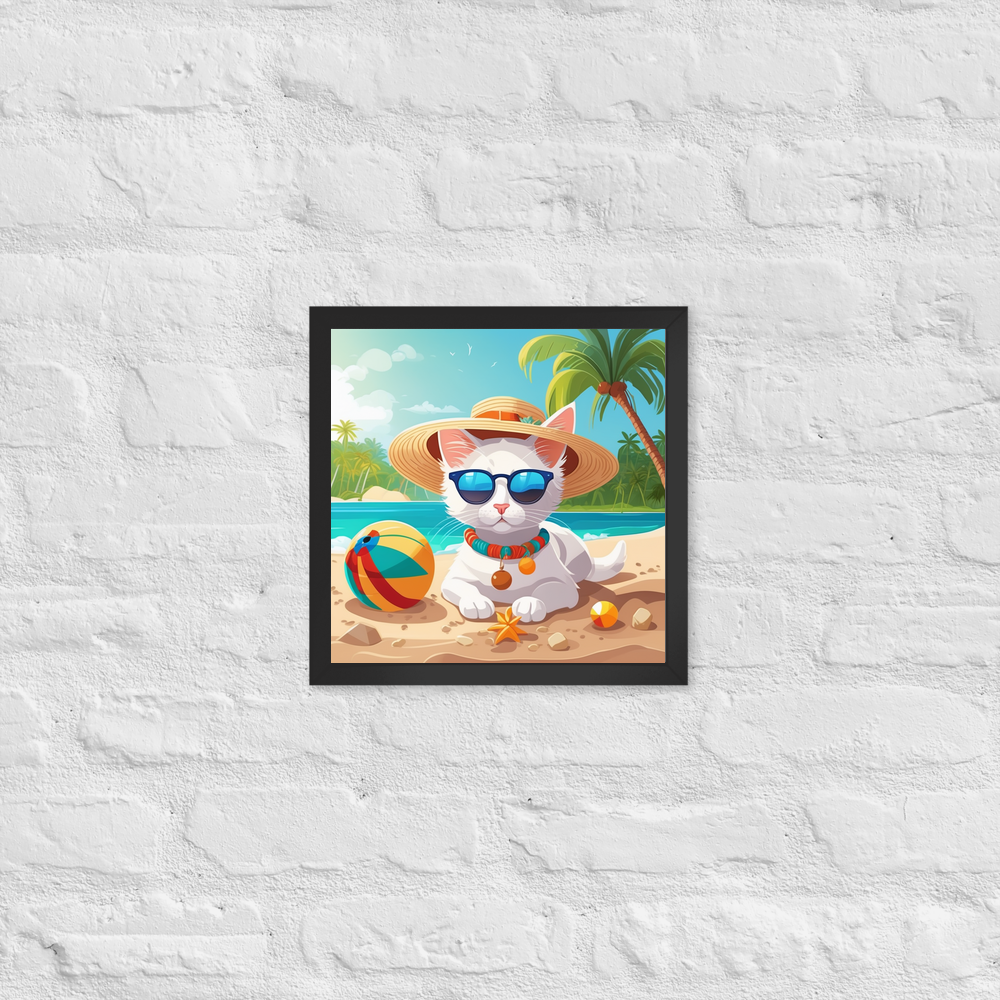 PugMug Custom White Companion Cat Framed Print