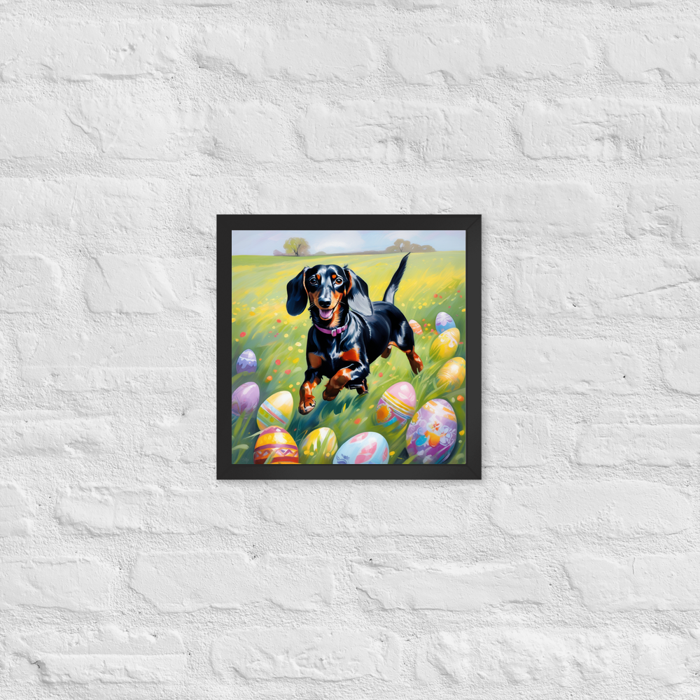 PugMug Custom Black Dachshund Framed Print