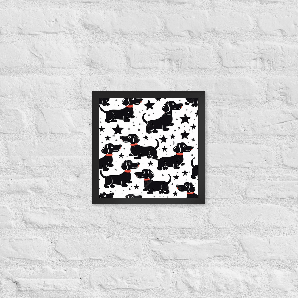 PugMug Custom Black Dachshund Framed Print