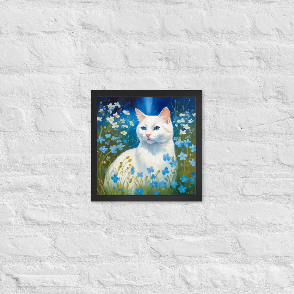 PugMug Custom White Companion Cat Framed Print