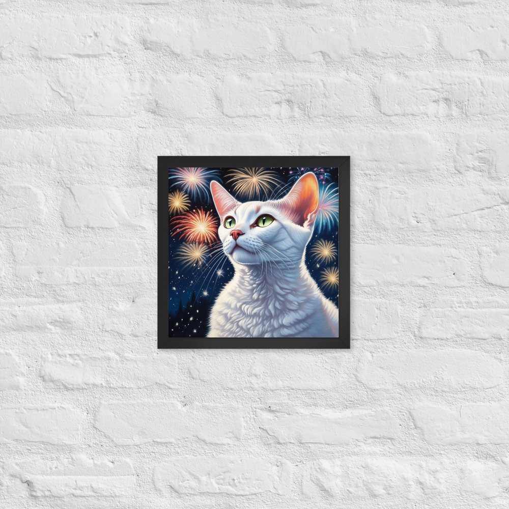 PugMug Custom White Devon Rex Cat Framed Print