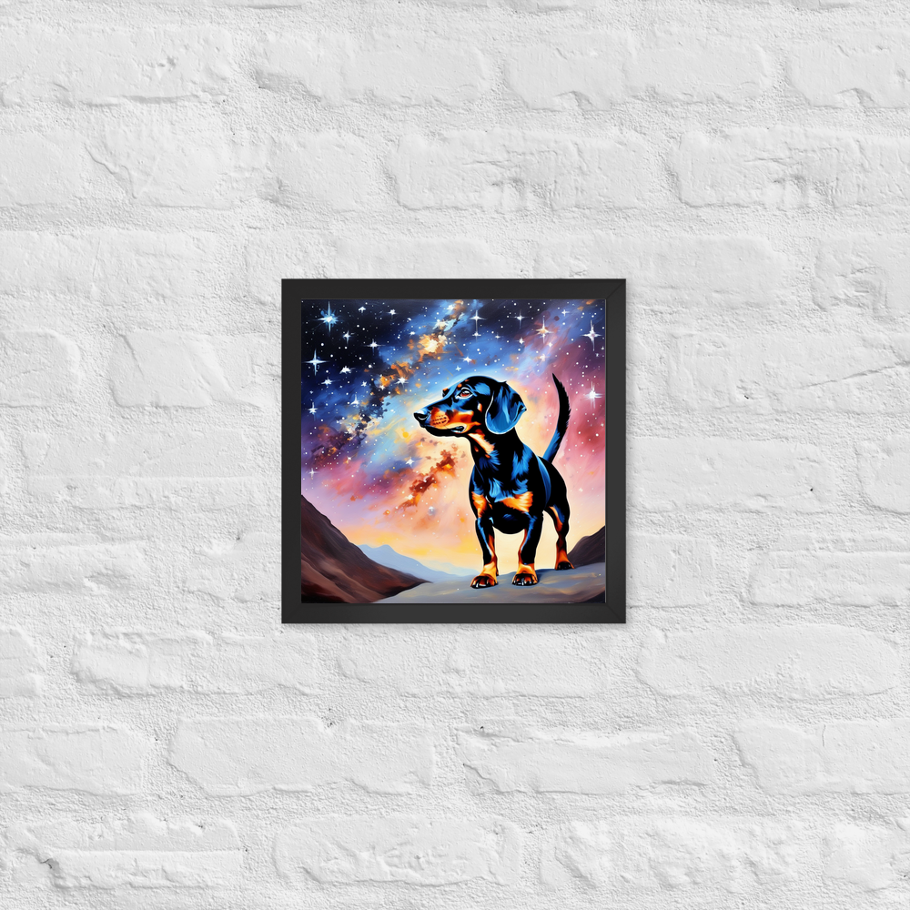 PugMug Custom Black Dachshund Framed Print
