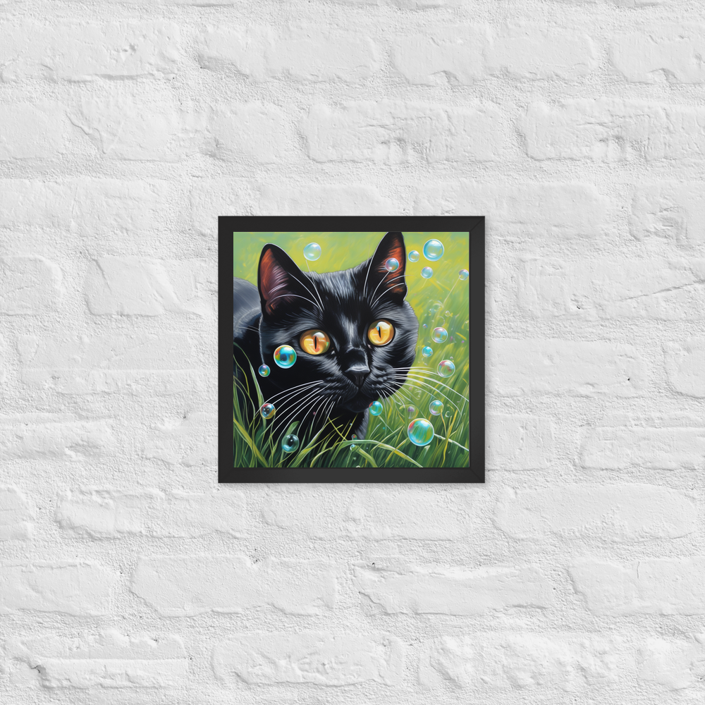 PugMug Custom Black American Shorthair Cat Framed Print