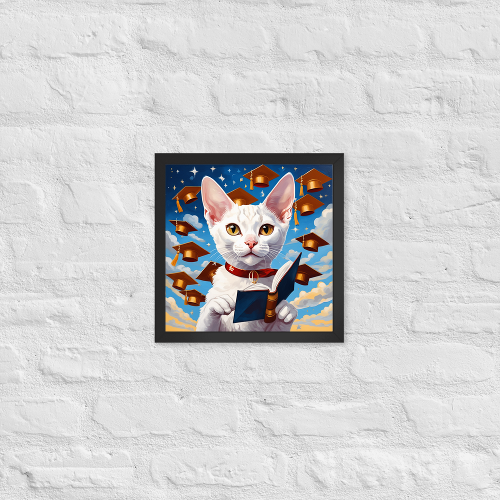 PugMug Custom White Devon Rex Cat Framed Print