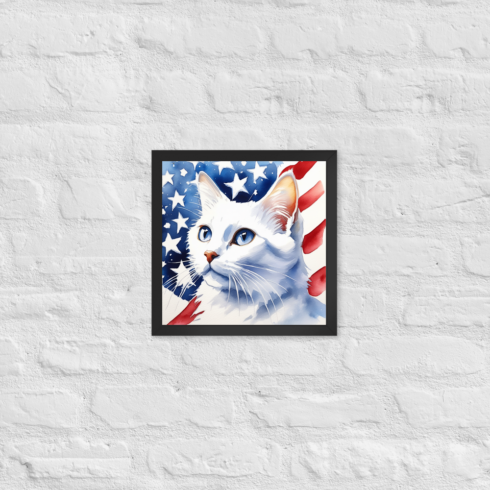 PugMug Custom White Companion Cat Framed Print