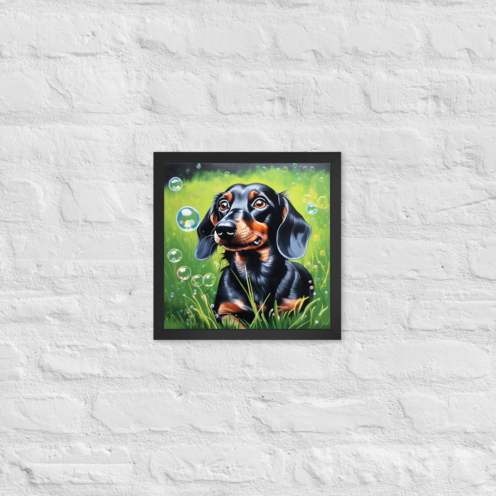 PugMug Custom Black Dachshund Framed Print