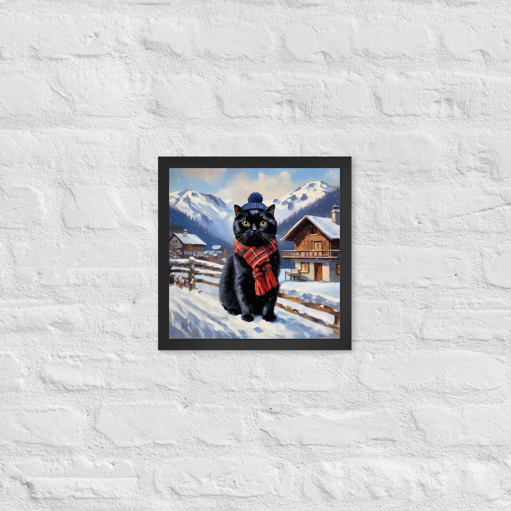 PugMug Custom Black Scottish Fold Cat Framed Print