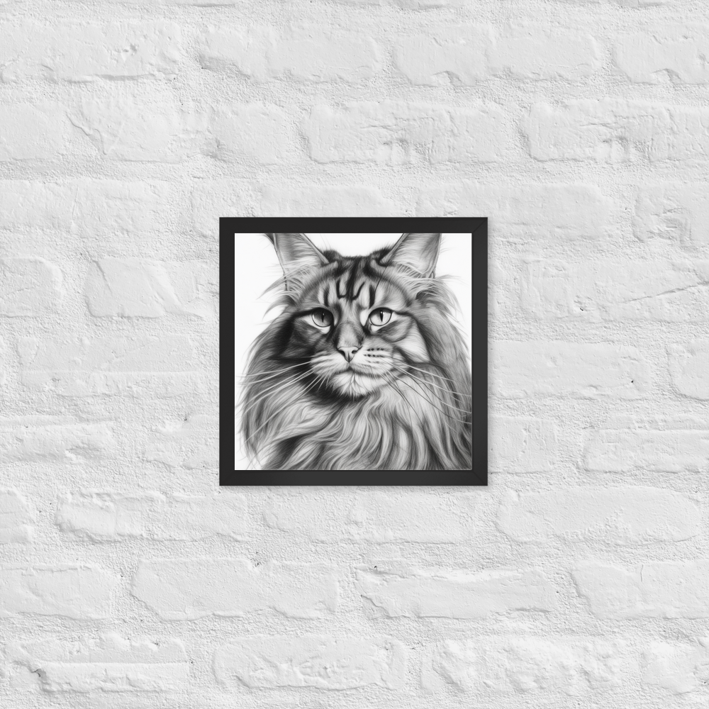 PugMug Custom Tabby Maine Coon Cat Framed Print