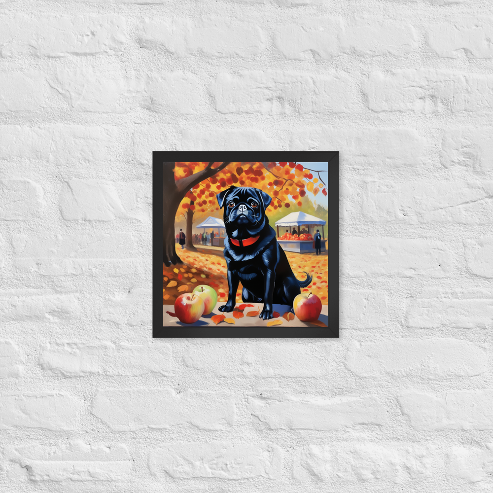 PugMug Custom Black Pug Framed Print